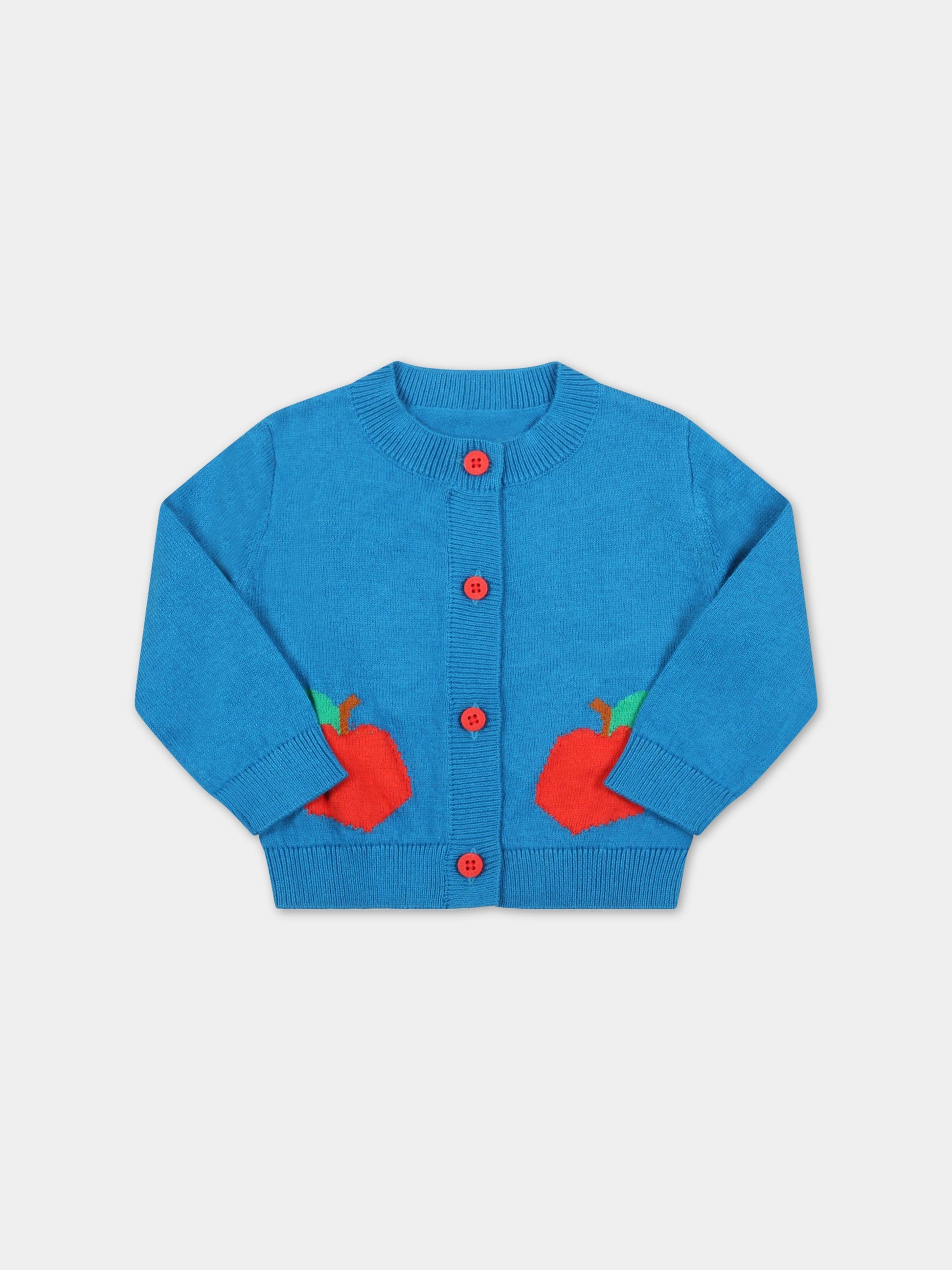 Cardigan azzurro per neonata con mele,Stella Mccartney Kids,8R9070 Z0783 618