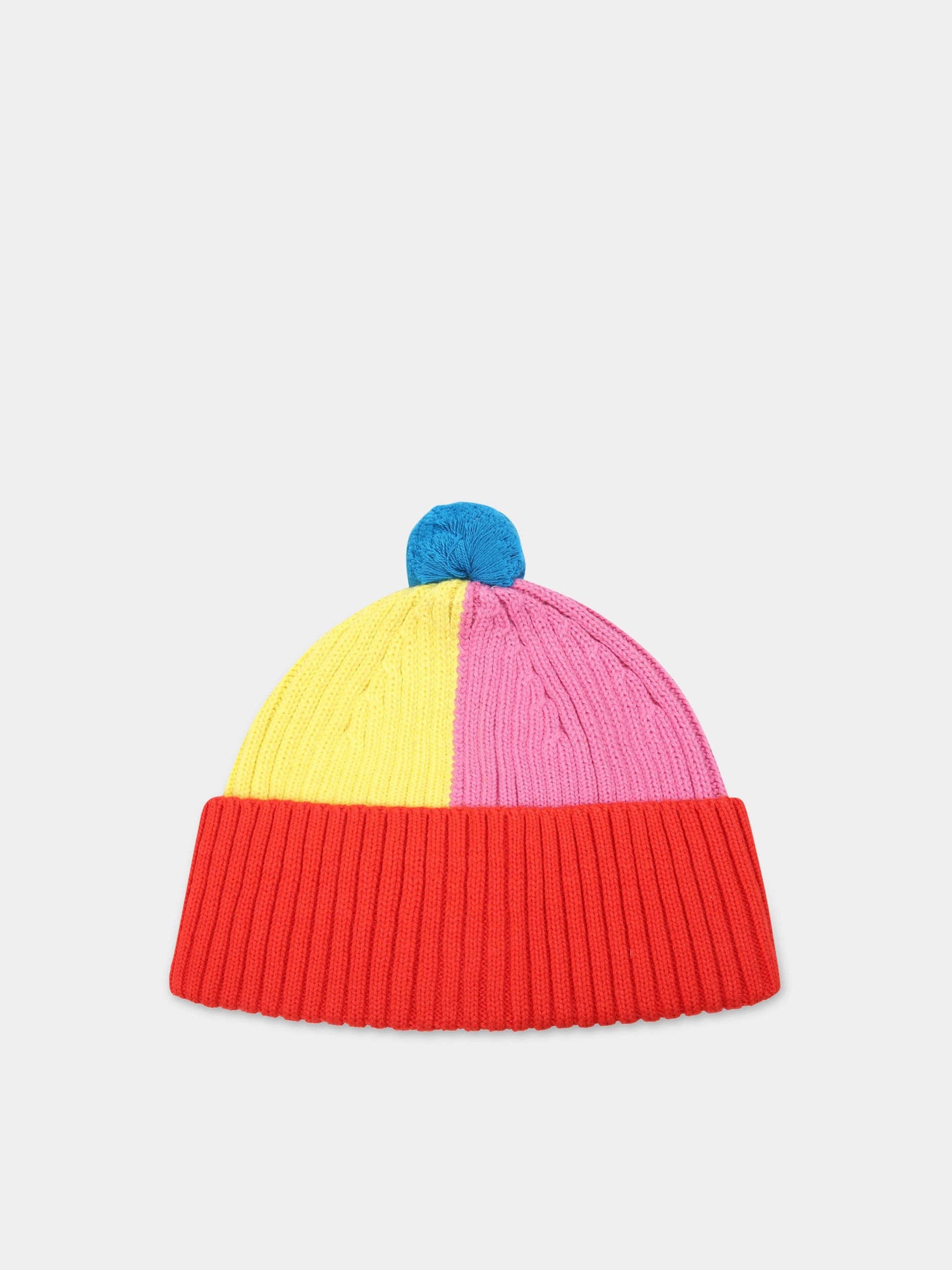 Cappello colorblock per bambini con pompon,Stella Mccartney Kids,8R0A17 Z0783 999