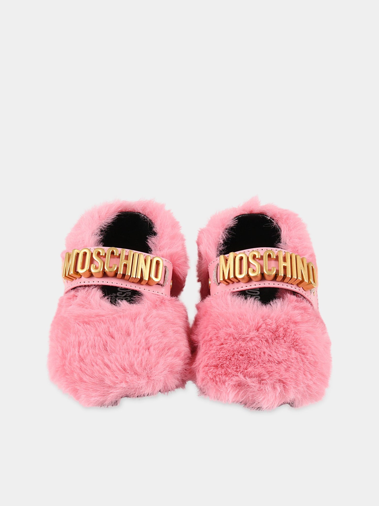 Ballerine fucsia per neonata con logo dorato,Moschino Kids,71659 1