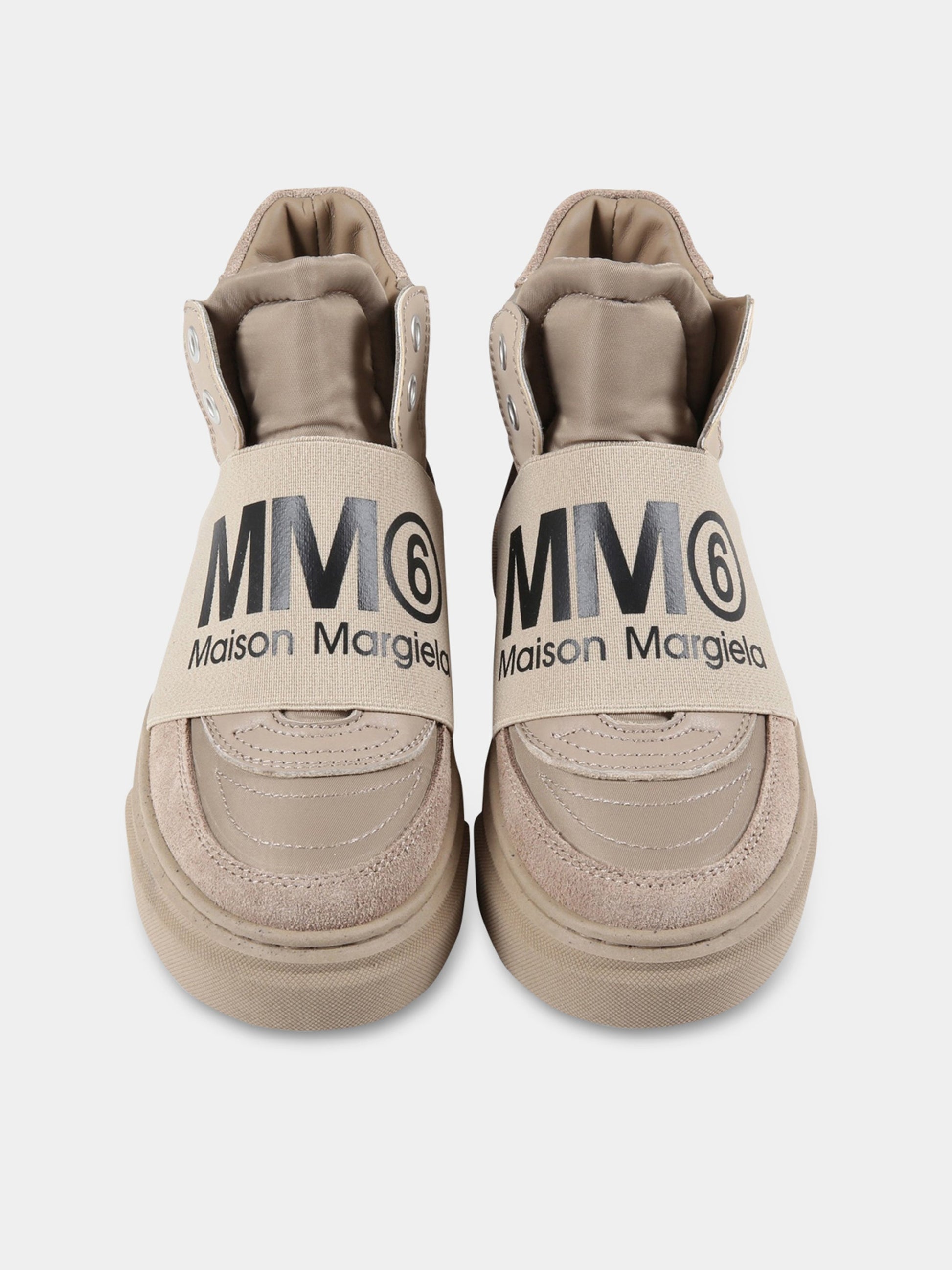Stivali tortora per bambini con logo,Mm6 Maison Margiela,72060 1
