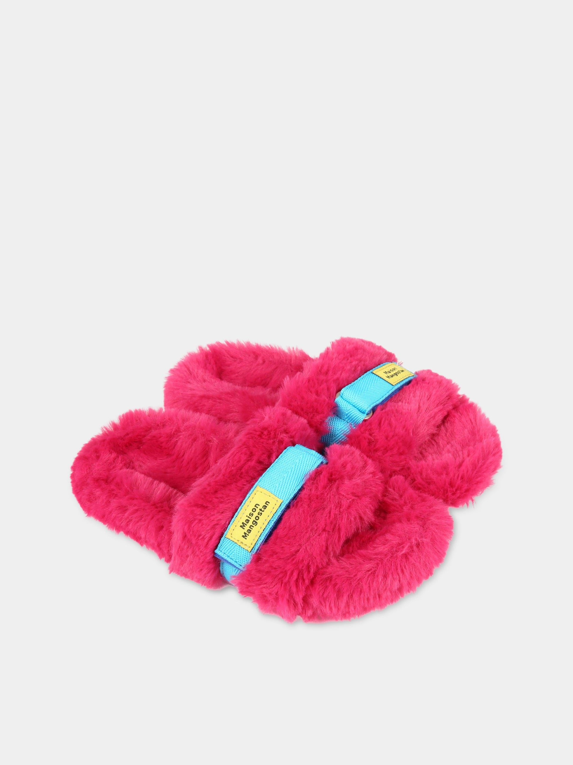 Sandali fucsia per bambina con patch logato giallo,Maison Mangostan,FW222019