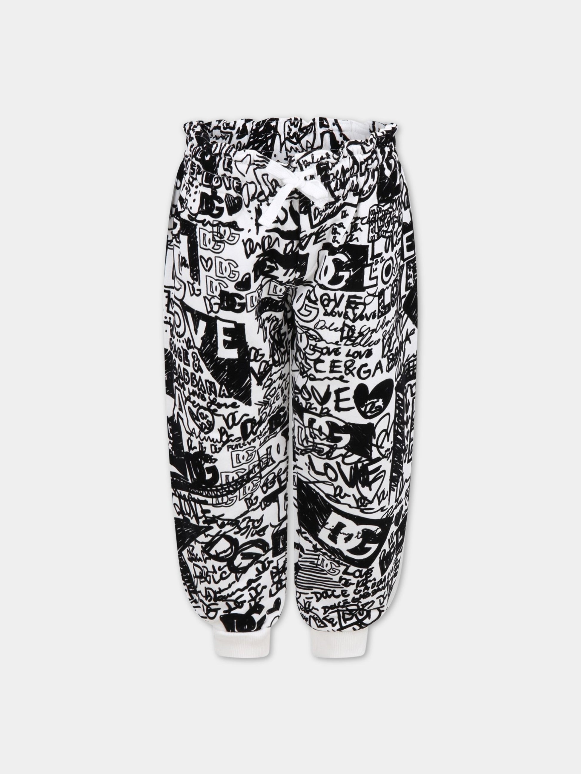 Pantalone bianco per bambini con loghi,Dolce & Gabbana Kids,L4JPGL G7F5Q HA4BQ