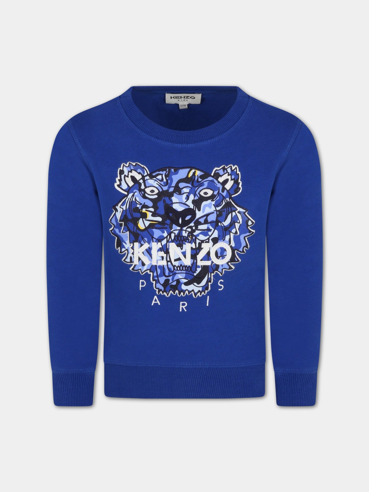 Felpa blu per bambino con tigre camouflage,Kenzo Kids,K25159 829