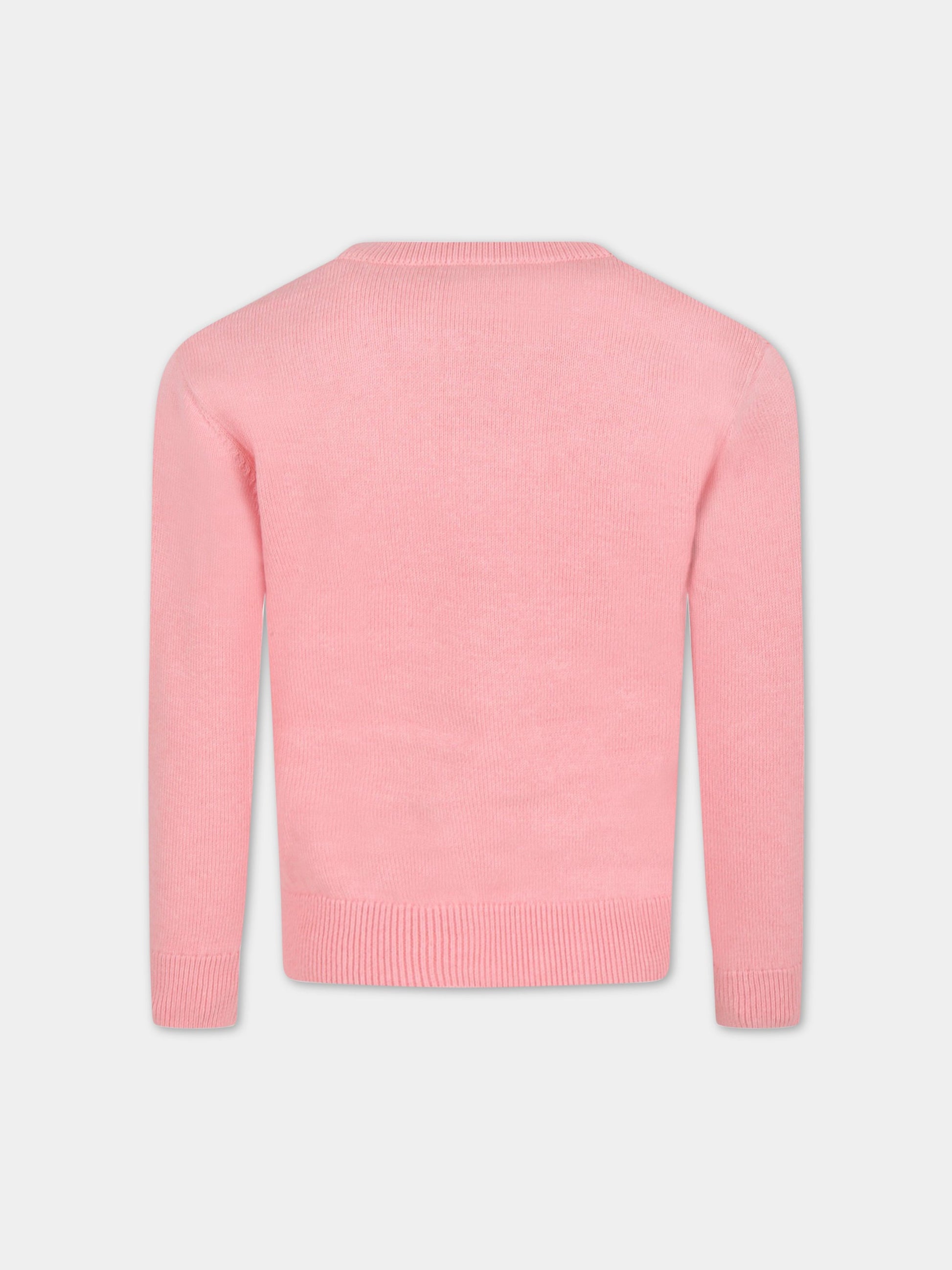 Maglione rosa per bambina con logo,Lanvin Petite,N15042 47B