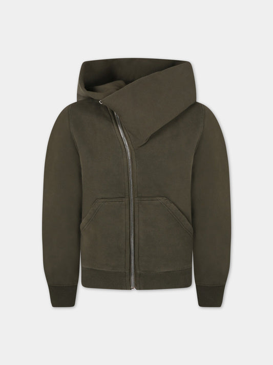 Felpa verde per bambini con chiusura asimmetrica,Rick Owens,BG02B5286 F 15