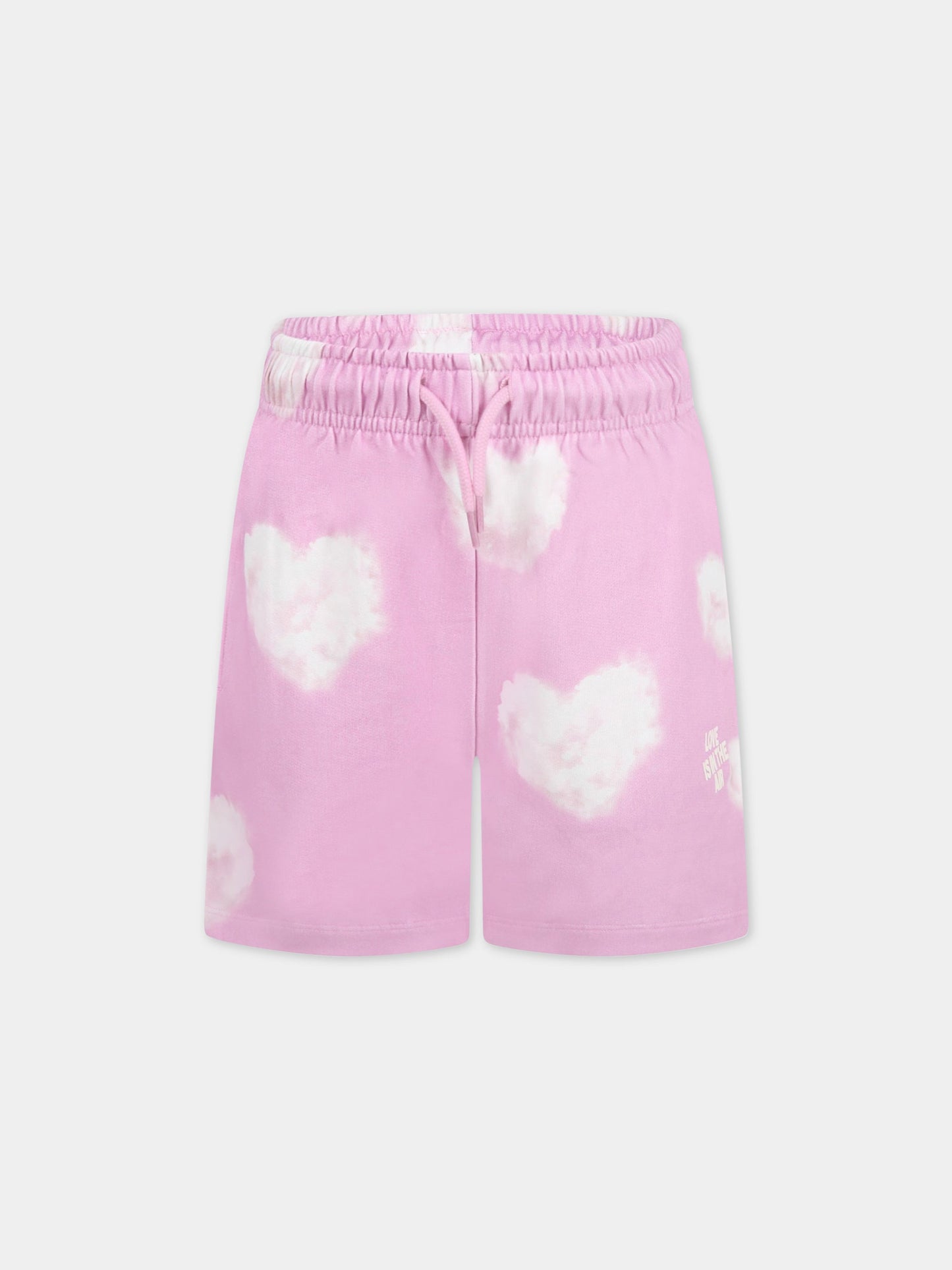 Shorts rosa per bambini con iconiche nuvole bianche,Rainbow Clouds,ADIAN 6705