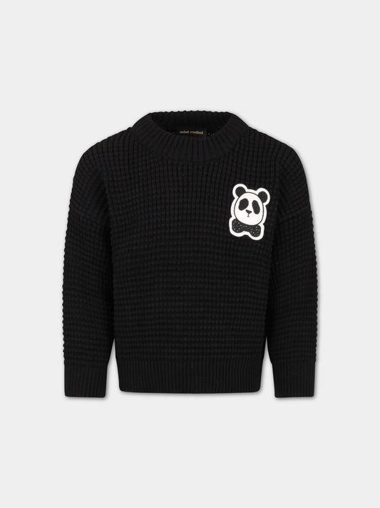 Maglione nero per bambini con orso,Mini Rodini,2312010399