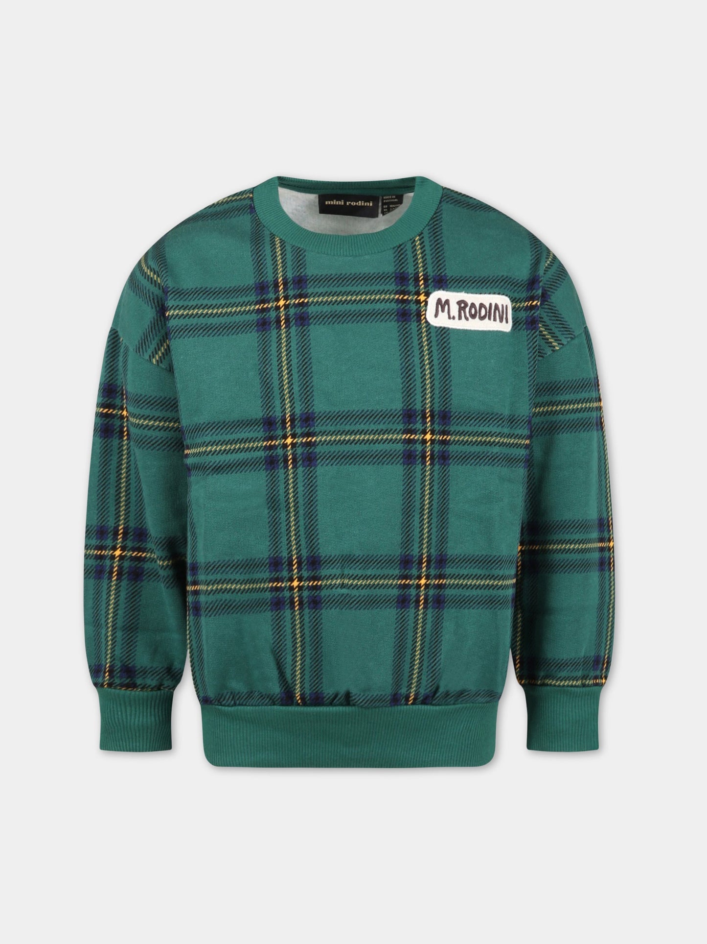 Felpa verde per bambino con patch logato,Mini Rodini,2312010675