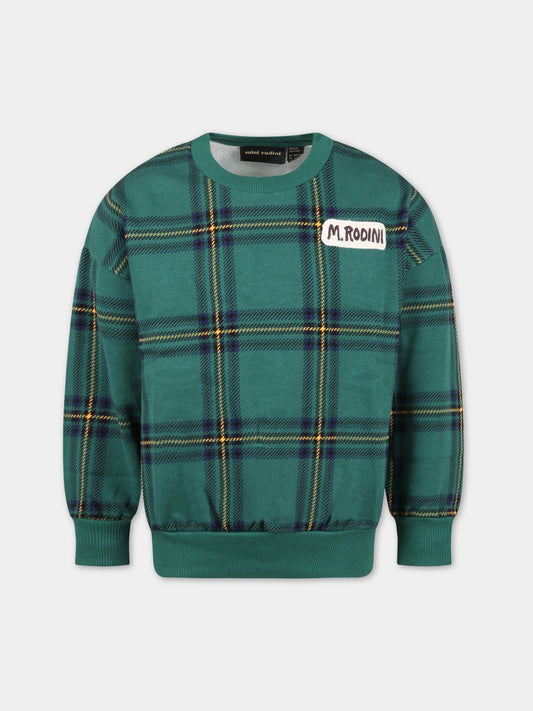 Felpa verde per bambino con patch logato,Mini Rodini,2312010675