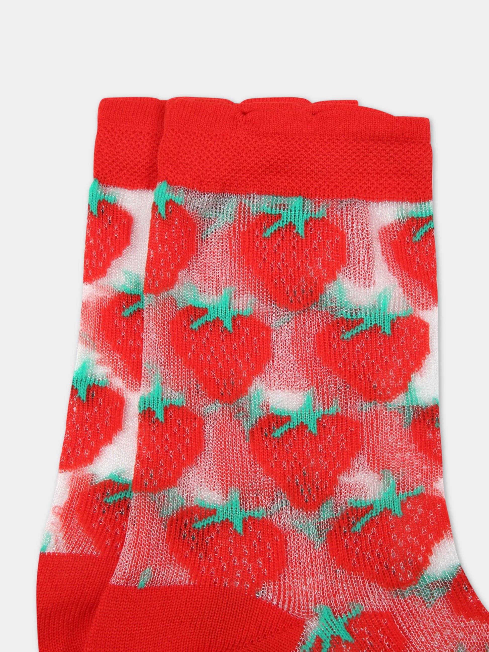 Calze multicolor per bambina con fragole rosse,Bobo Choses,122AK011