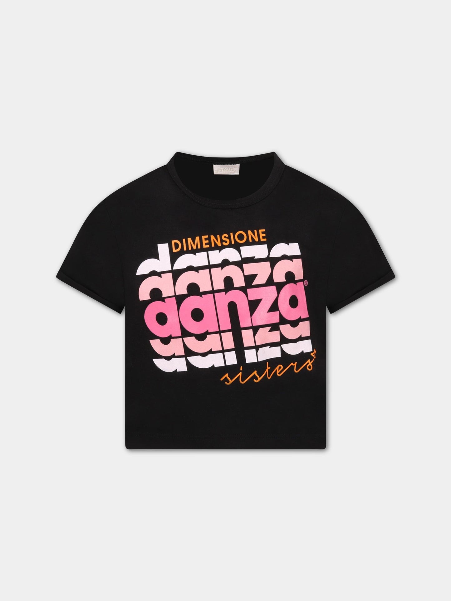 T-shirt nera per bambina con loghi,Dimensione Danza,029724 110