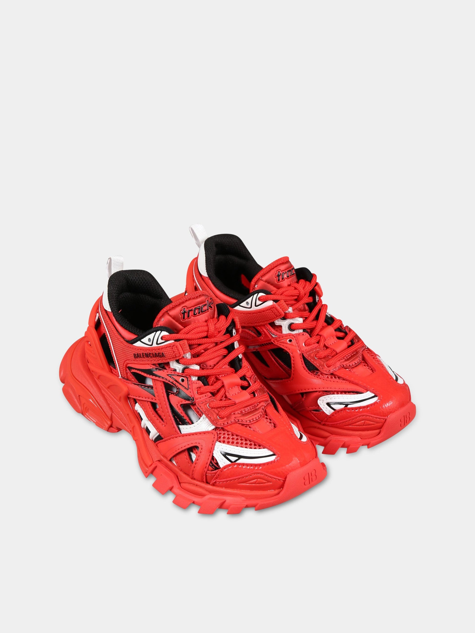 Sneakers rosse per bambino con logo,Balenciaga,690494 W3GN2 6591