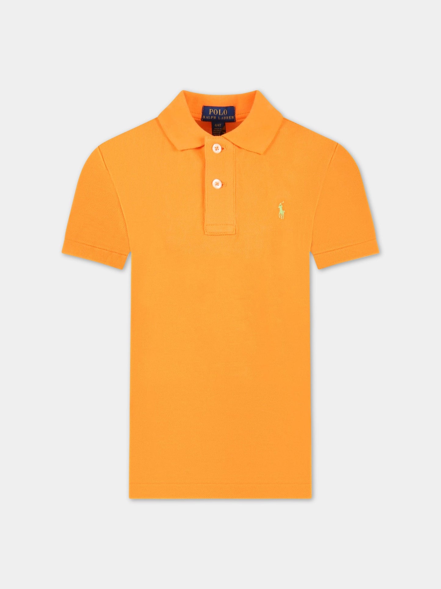 Polo arancione per bambino con pony verde,Ralph Lauren Kids,703632142