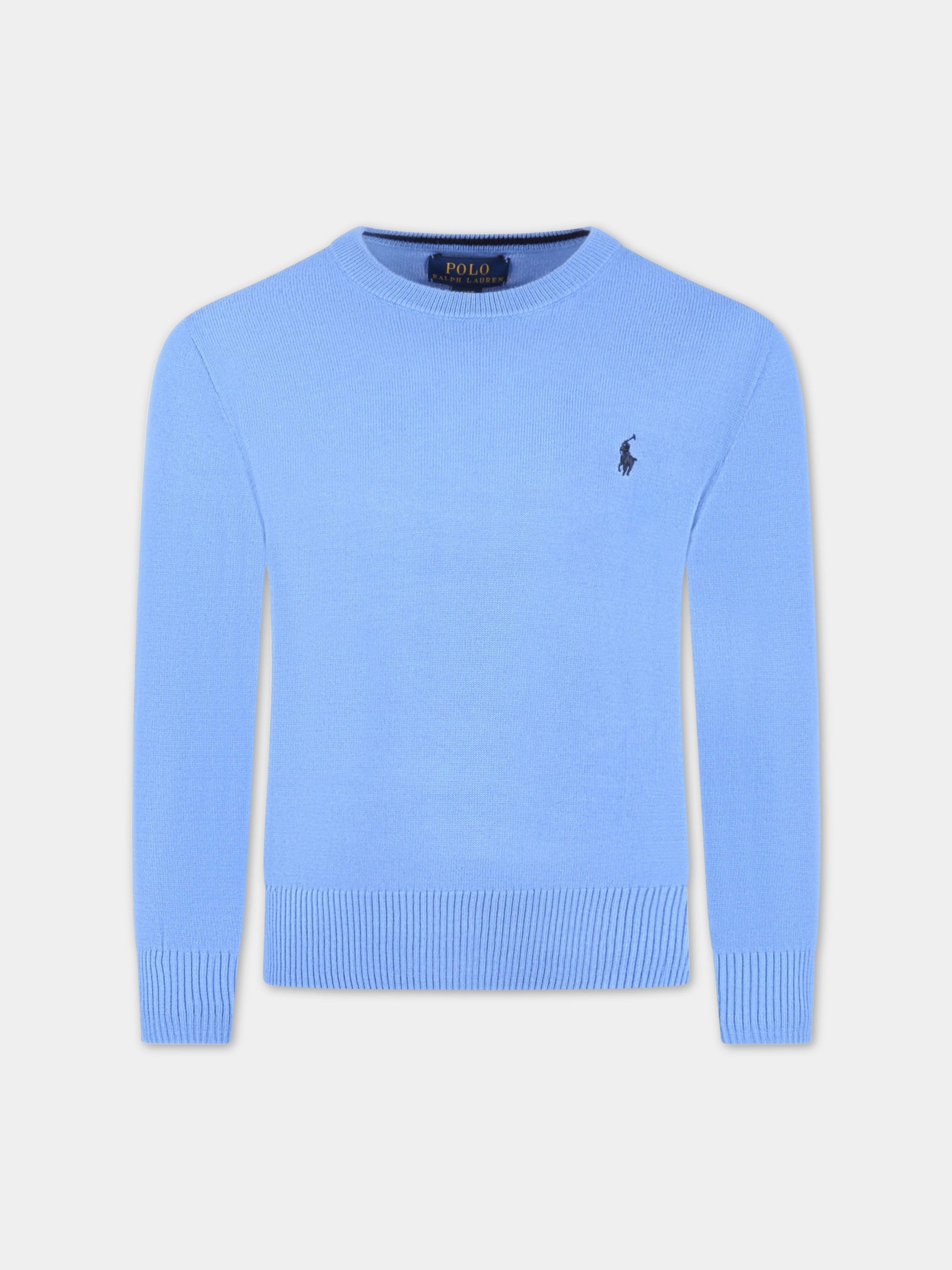 Maglione azzurro per bambino con pony blu,Ralph Lauren Kids,799887033