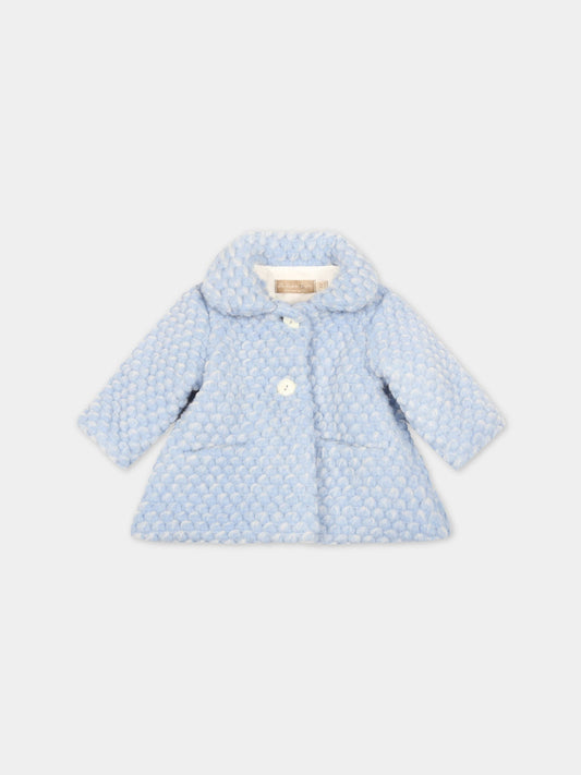 Cappotto celeste per neonata,La Stupenderia,TCGB24M33