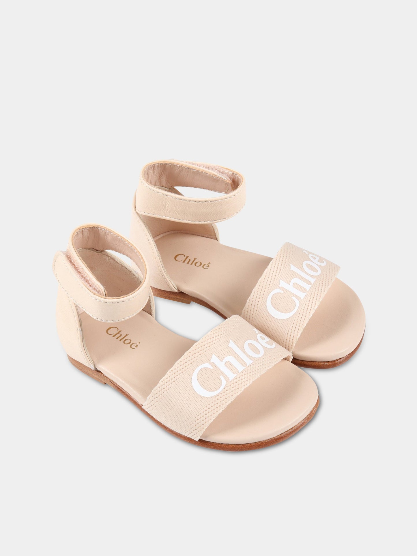 Sandali rosa per bambina con logo,Chloé Kids,C09031 45F