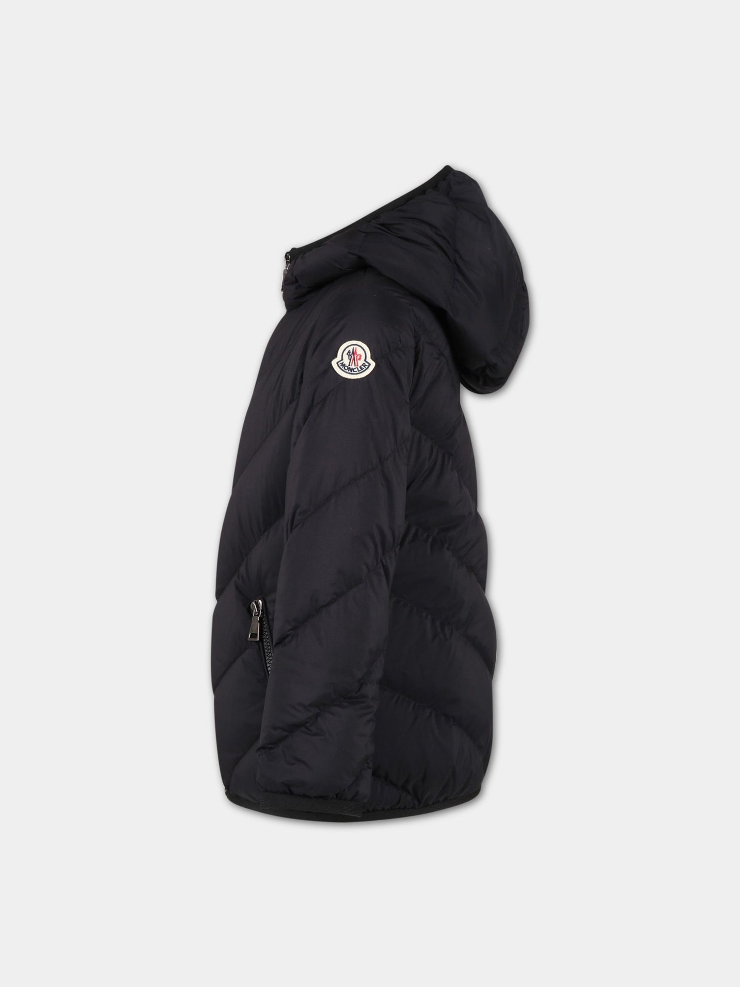 Piumino  Kaori  nero per bambina con patch logato,Moncler Kids,954 1A00002 53333 999