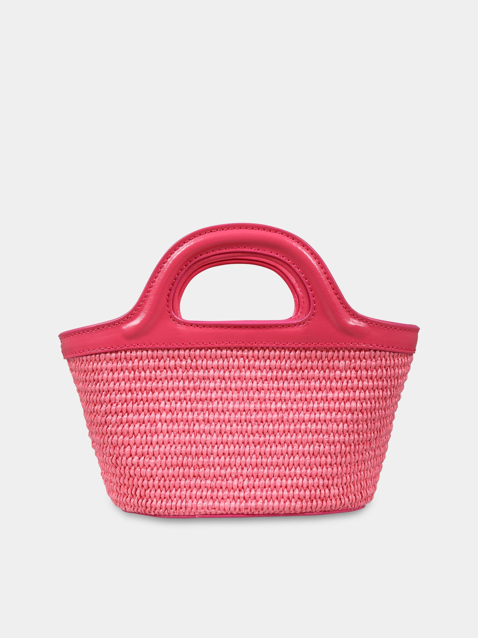 Borsa rosa in rafia per bambina con logo nero,Marni Kids,M00814 P3860 00C73
