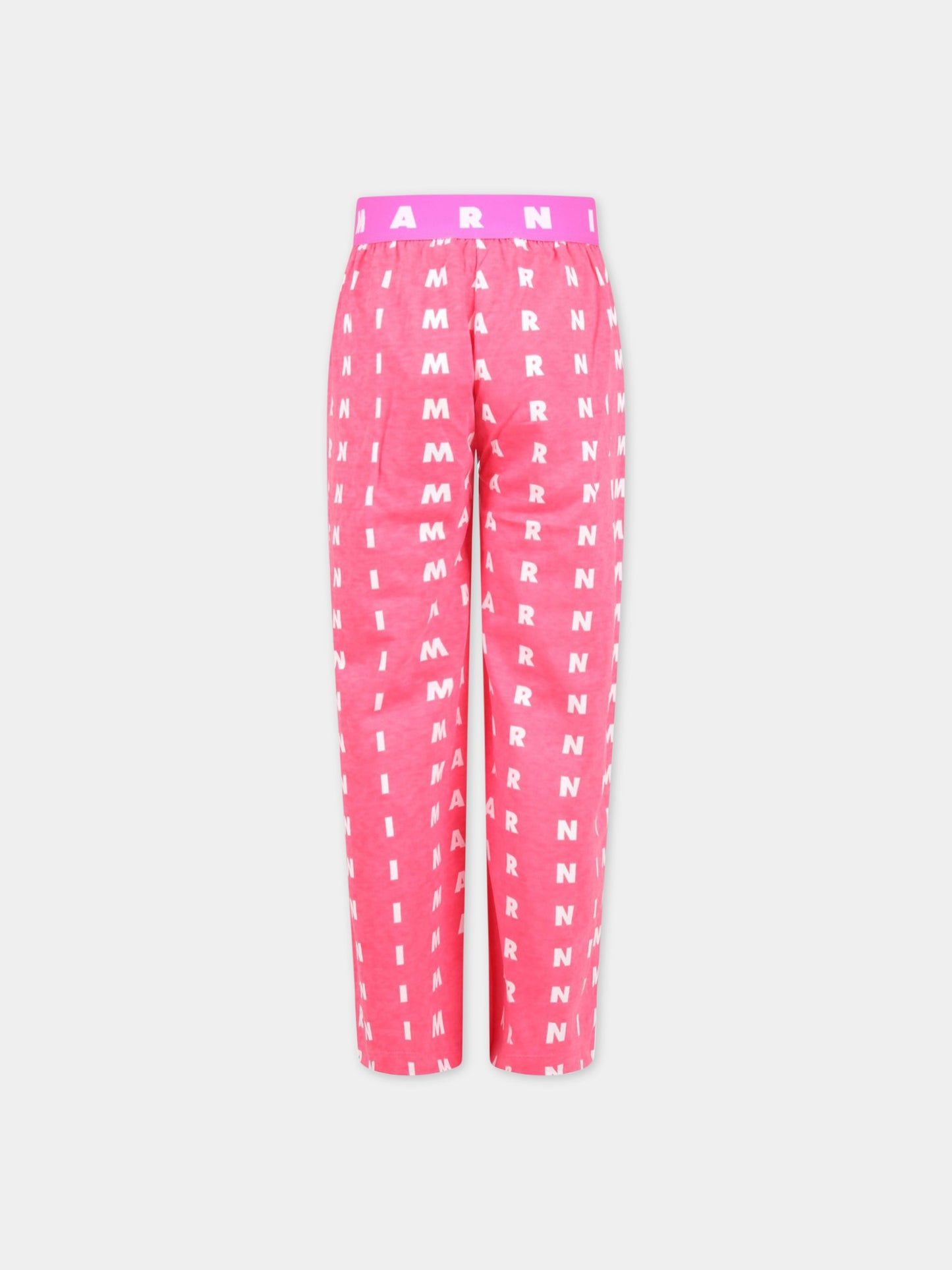 Pantaloni rosa per bambina con logo bianco,Marni Kids,M00773 M00NV 0M337