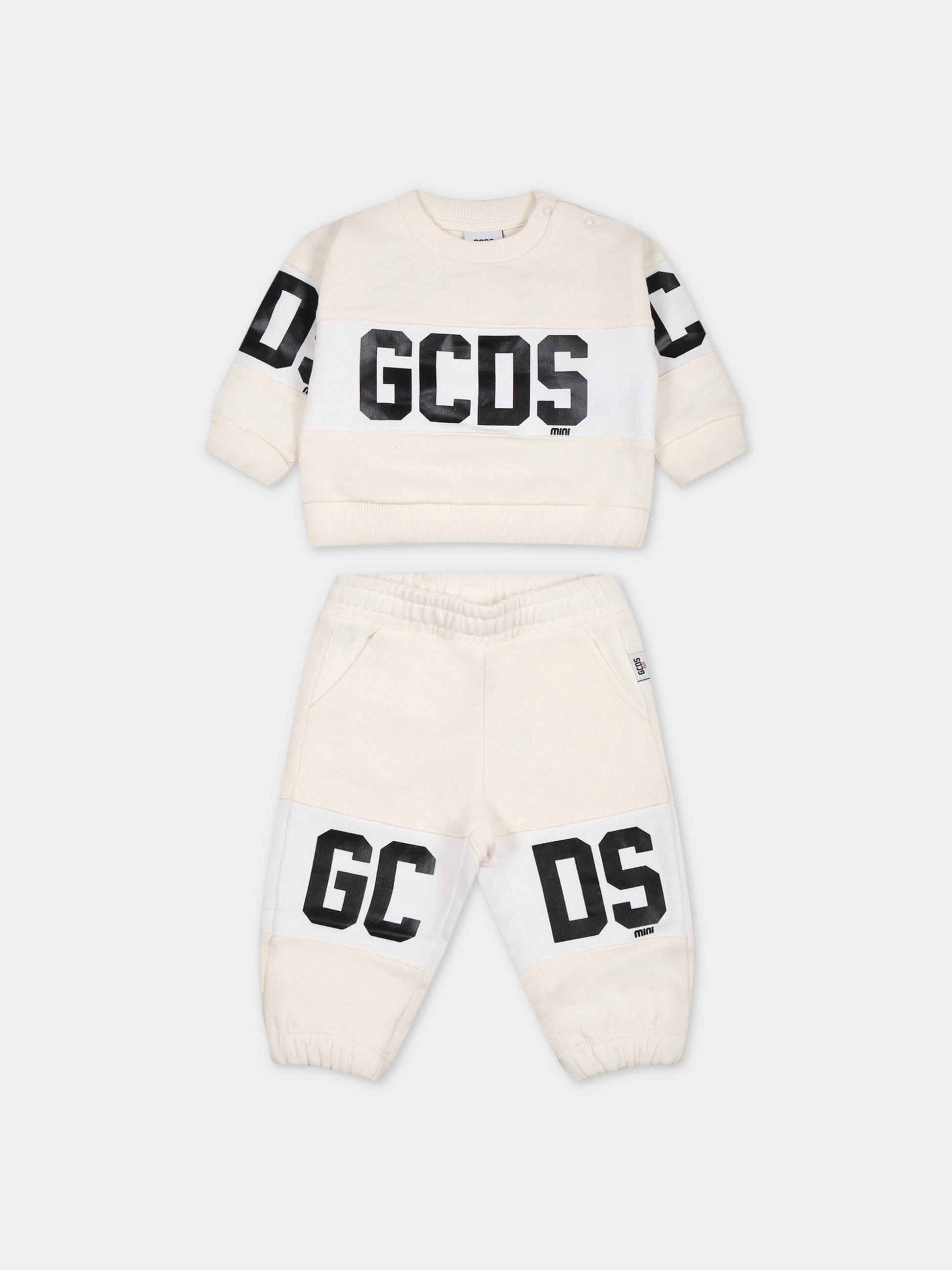 Completo avorio per neonato con logo,Gcds Kids,GNK003 LCA33 10063