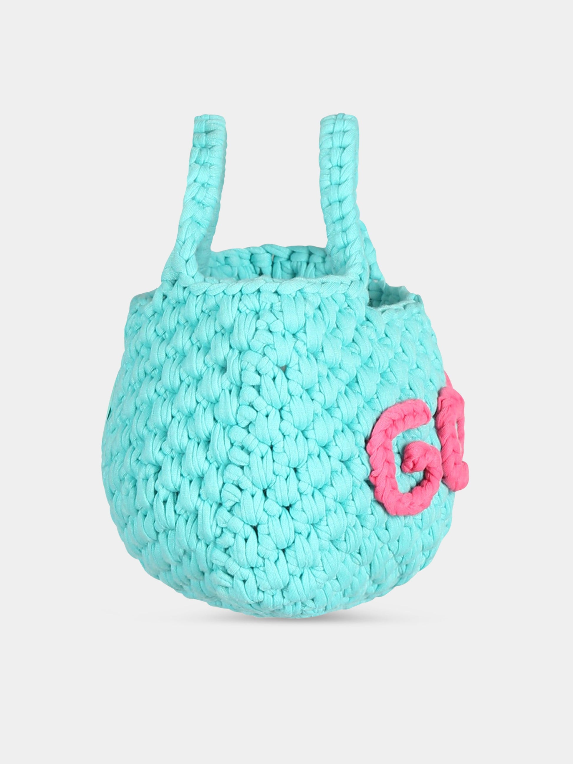 Borsa verde per bambina con logo e patch,Gcds Kids,DDX00E LKA10 30943