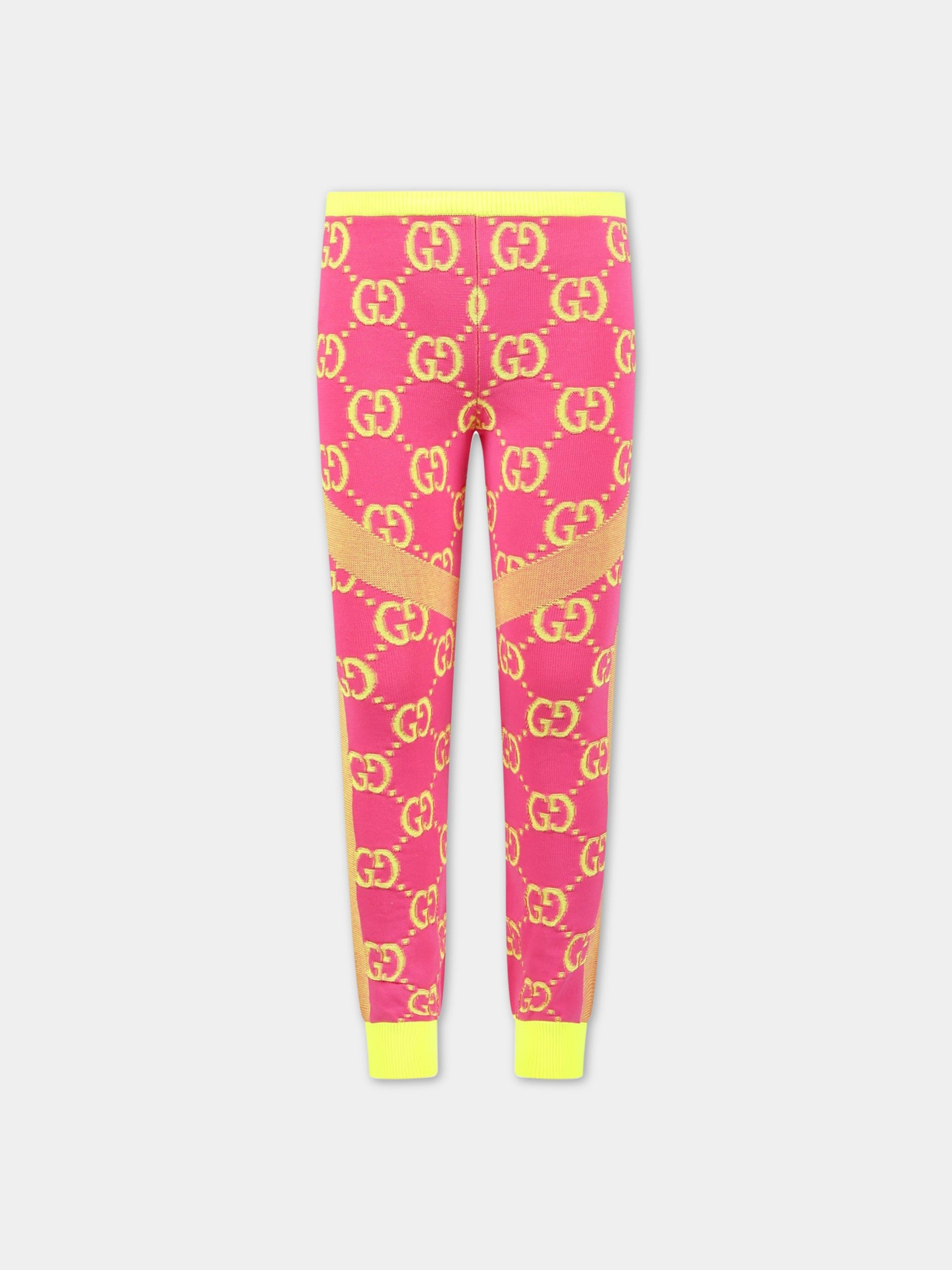 Leggings fucsia per bambina con GG,Gucci Kids,692058 4KAA5 5575