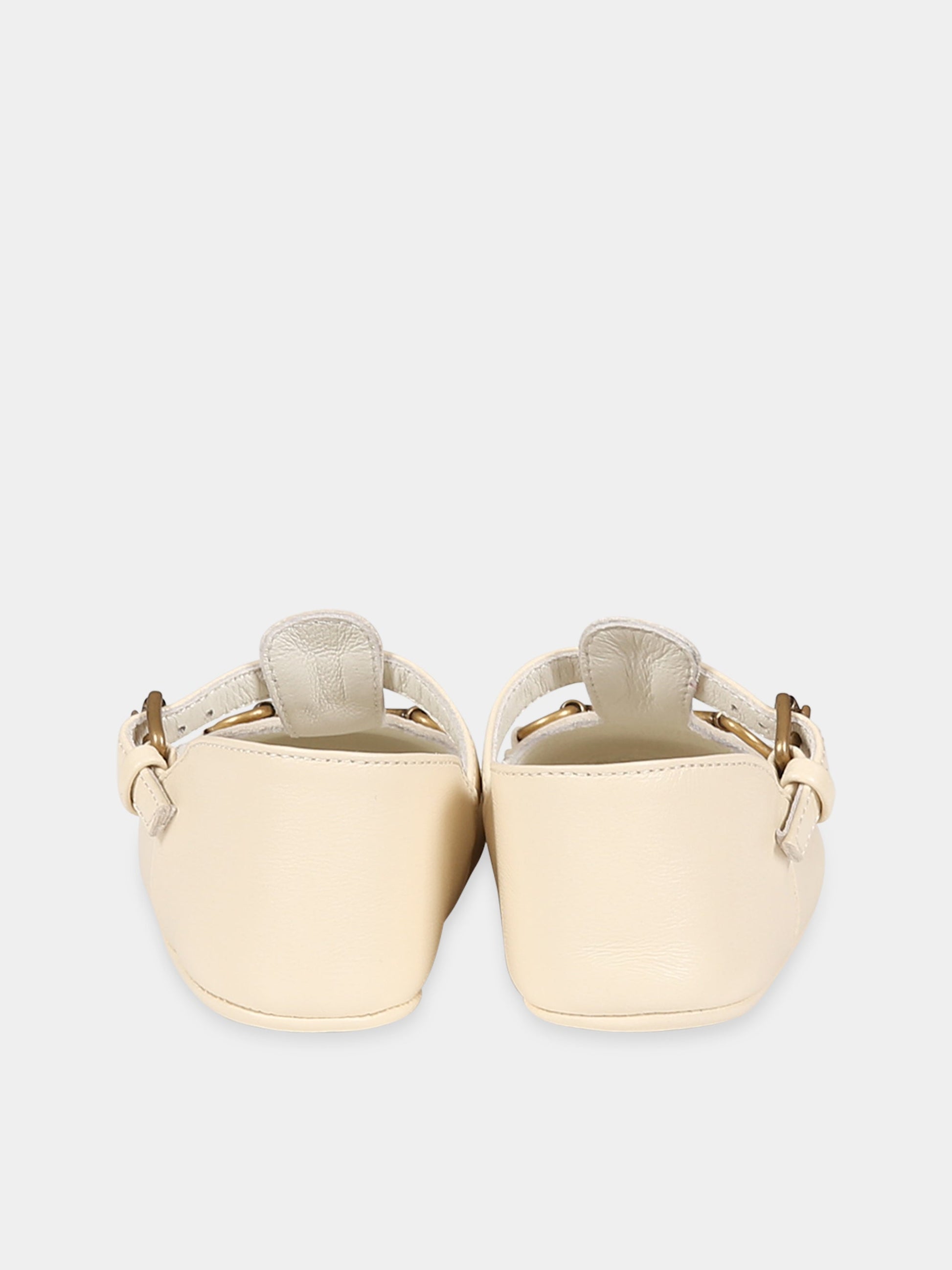 Ballerine avorio per neonata con morsetto,Gucci Kids,725732 1D700 9522