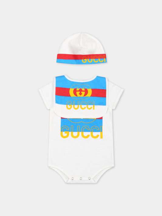 Set bianco per neonato con logo GG,Gucci Kids,516326 XJE31 9214