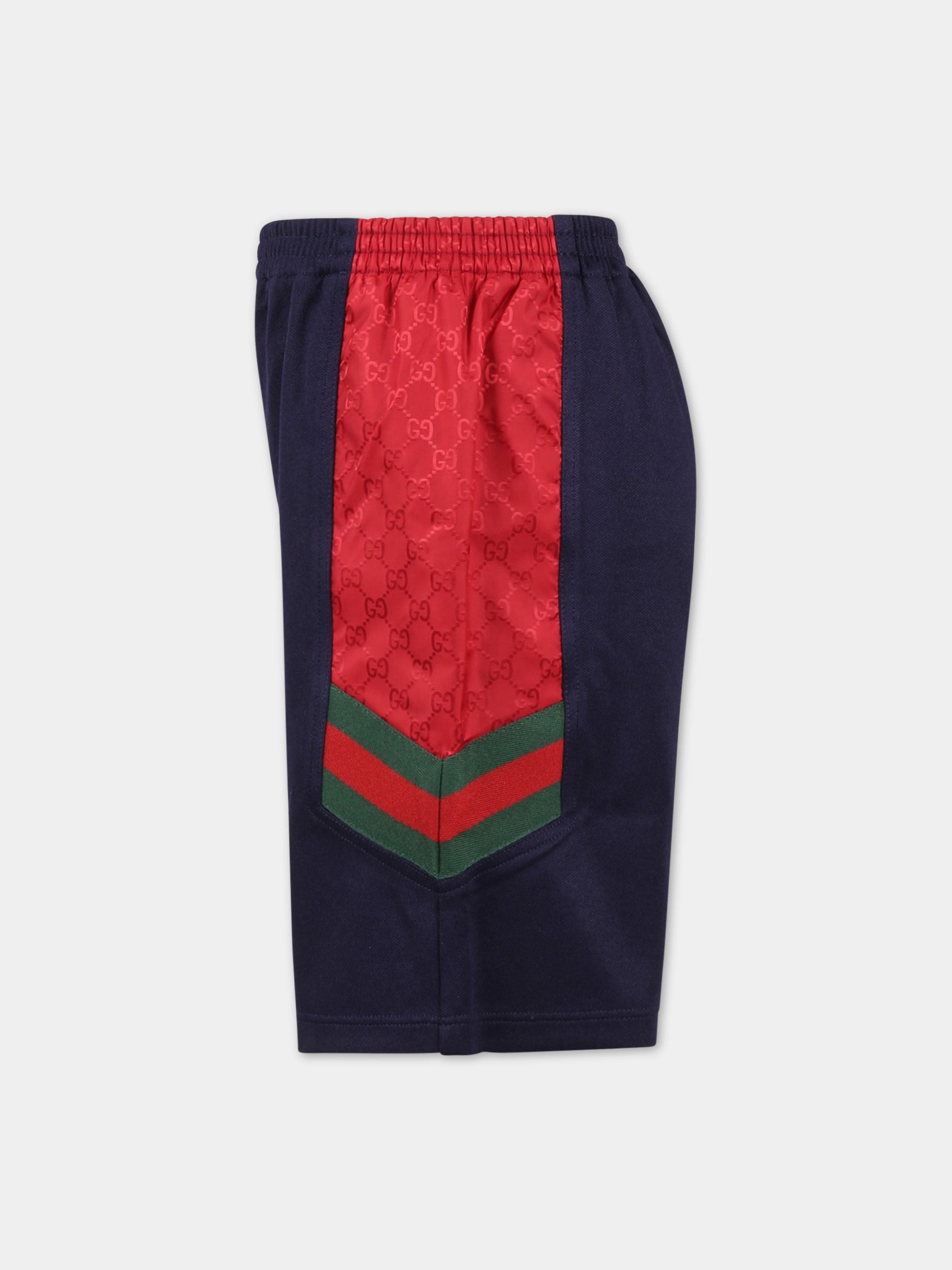 Shorts blu per bambino con dettaglio Web,Gucci Kids,711600 XJEYU 4340