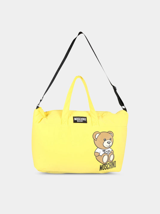 Borsa-mamma gialla per neonati con Teddy Bear,Moschino Kids,MRX03A LDA25 50162