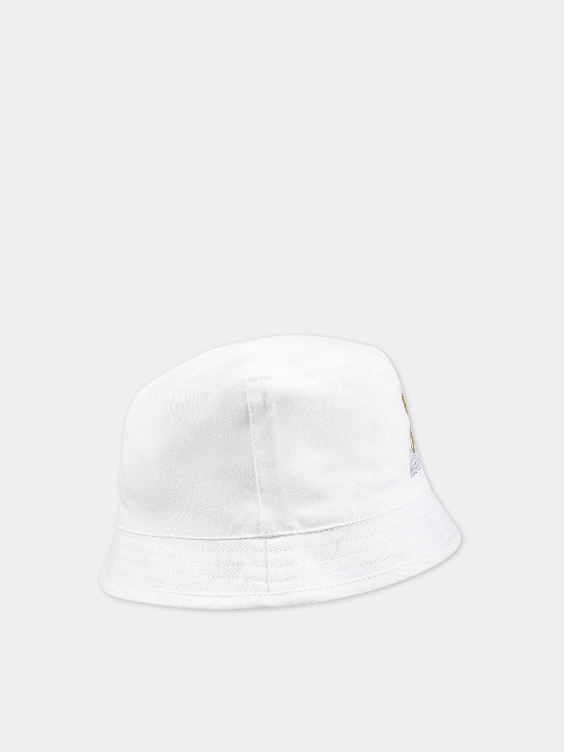 Cloche bianca per neonato con Teddy Bear,Moschino Kids,MUX04A LPC04 10101