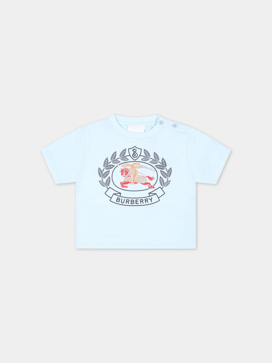 T-shirt celeste per neonato con cavaliere equestre,Burberry Kids,8064453