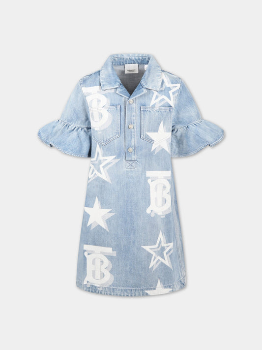 Vestito celeste per bambina con monogramma TB,Burberry Kids,8061231
