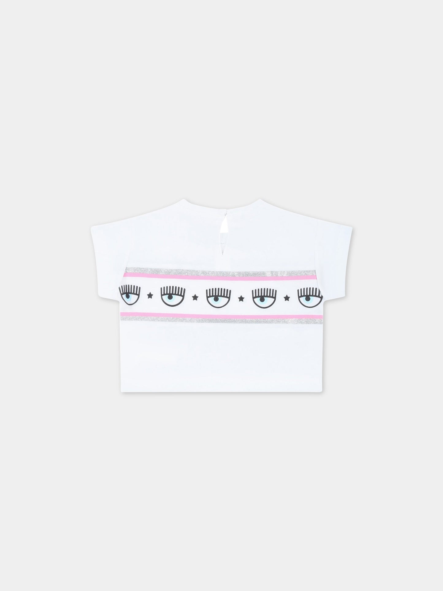 T-shirt bianca per neonata con iconici occhiolini,Chiara Ferragni Collection,53A603 1041 0099