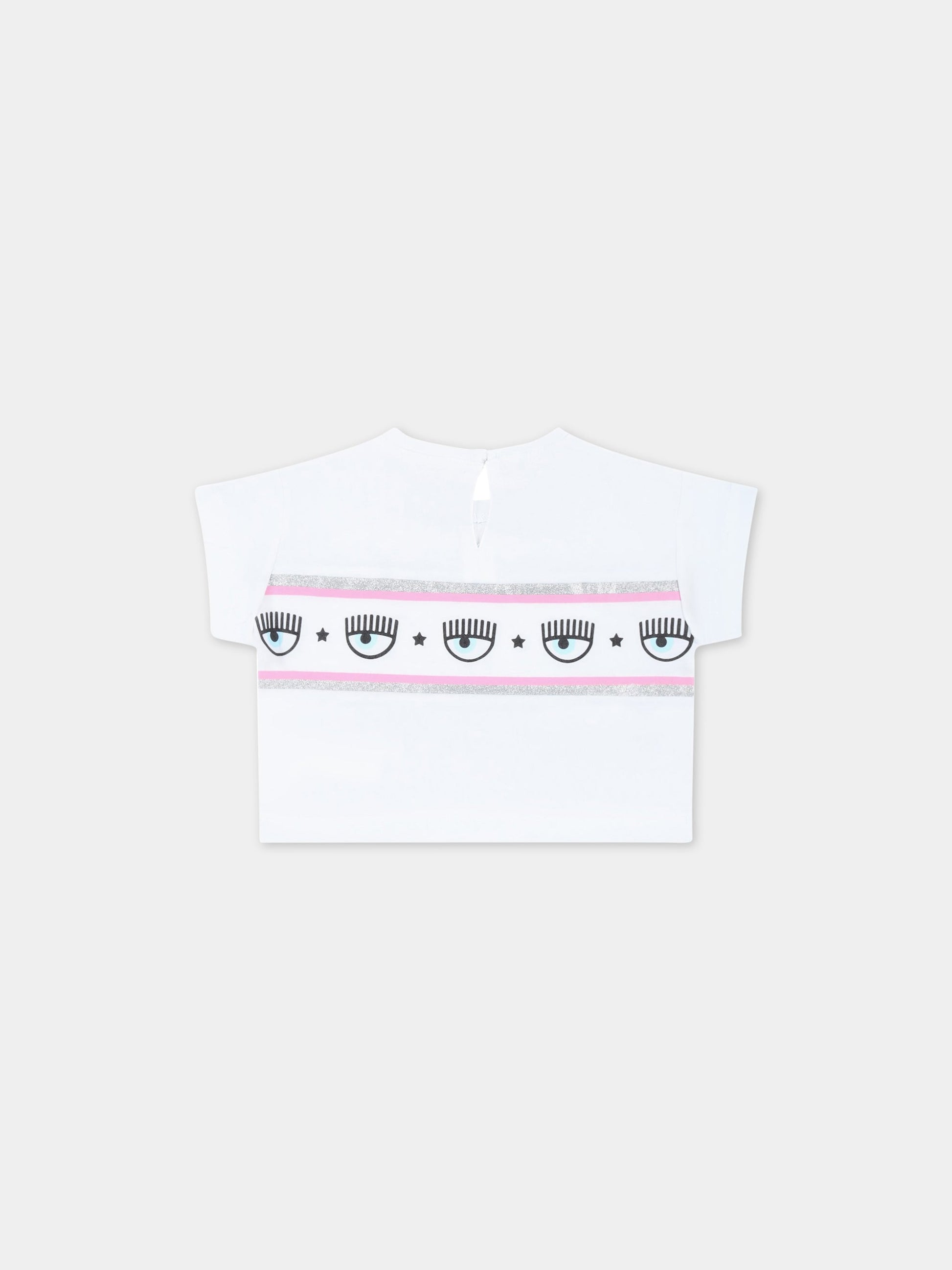 T-shirt bianca per neonata con iconici occhiolini,Chiara Ferragni Collection,53A603 1041 0099