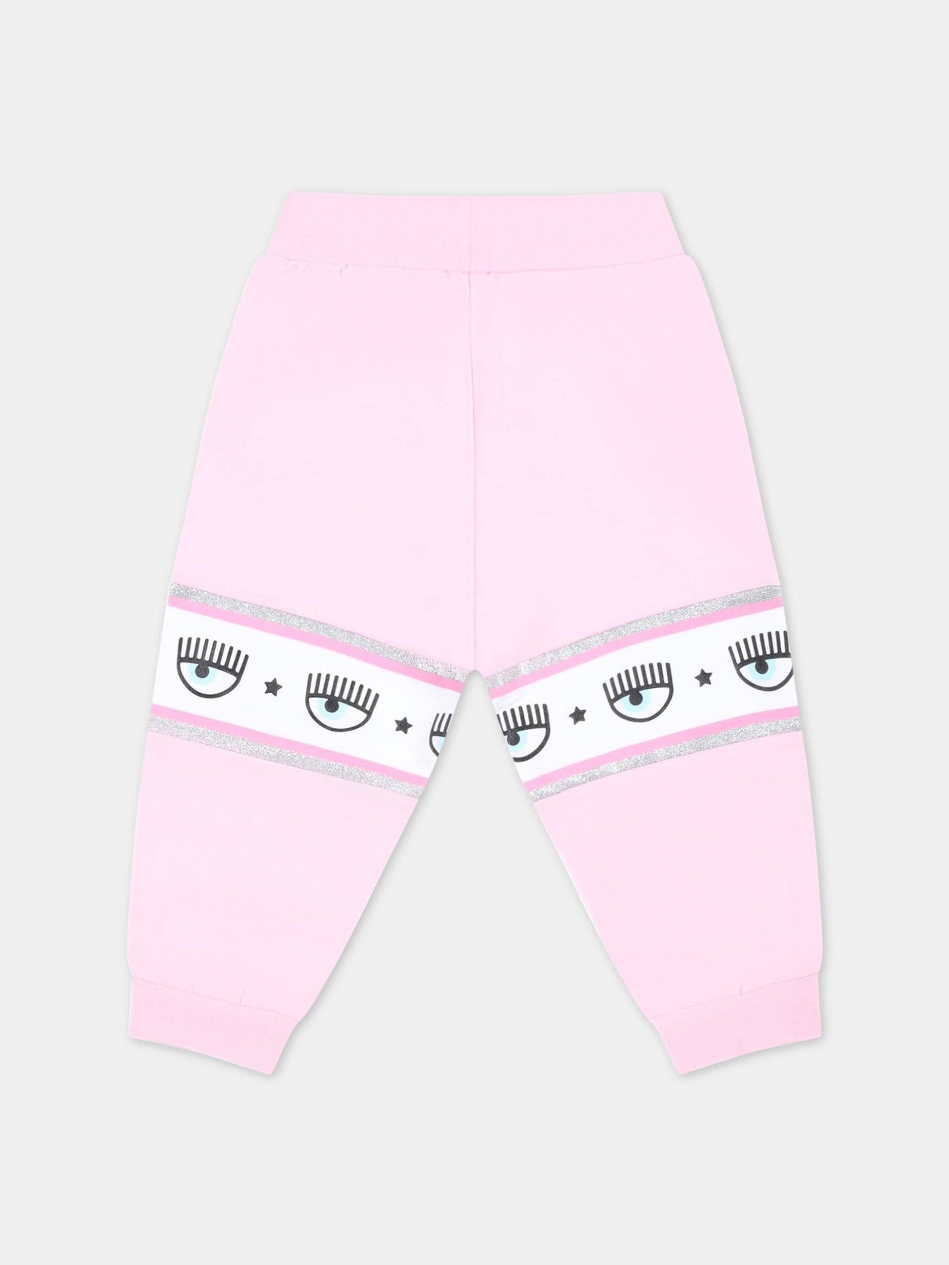 Pantaloni rosa da tuta per neonata con iconico occhiolino,Chiara Ferragni Collection,53A400 1040 0090