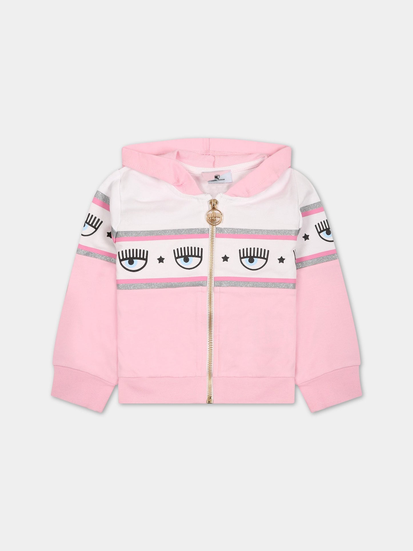 Felpa rosa per neonata con iconici occhiolini,Chiara Ferragni Collection,53A800 1040 0090