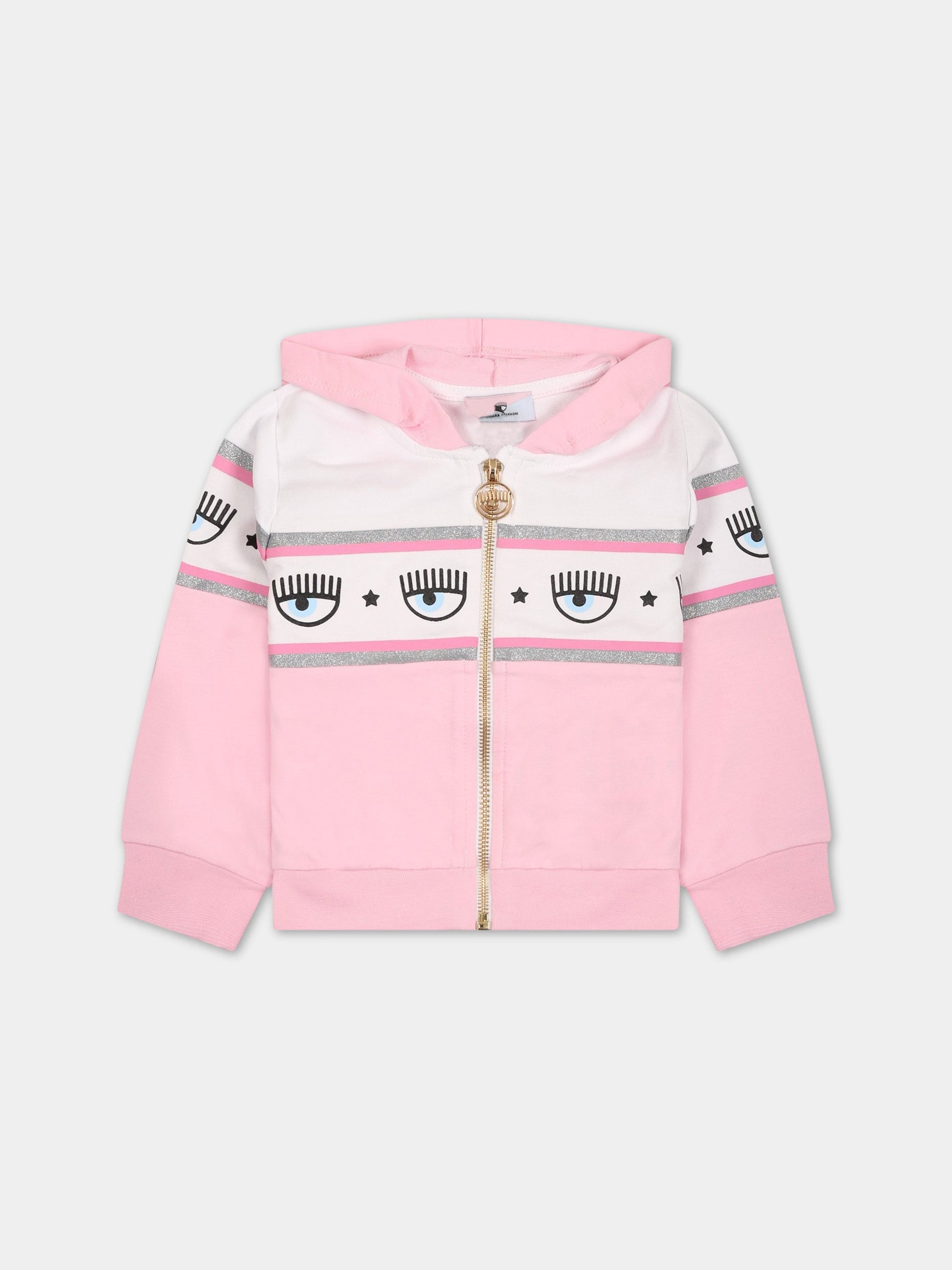 Felpa rosa per neonata con iconici occhiolini,Chiara Ferragni Collection,53A800 1040 0090