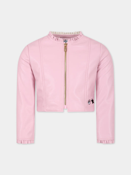 Giacca rosa per bambina con occhiolino,Chiara Ferragni Collection,51A103 1404 0090