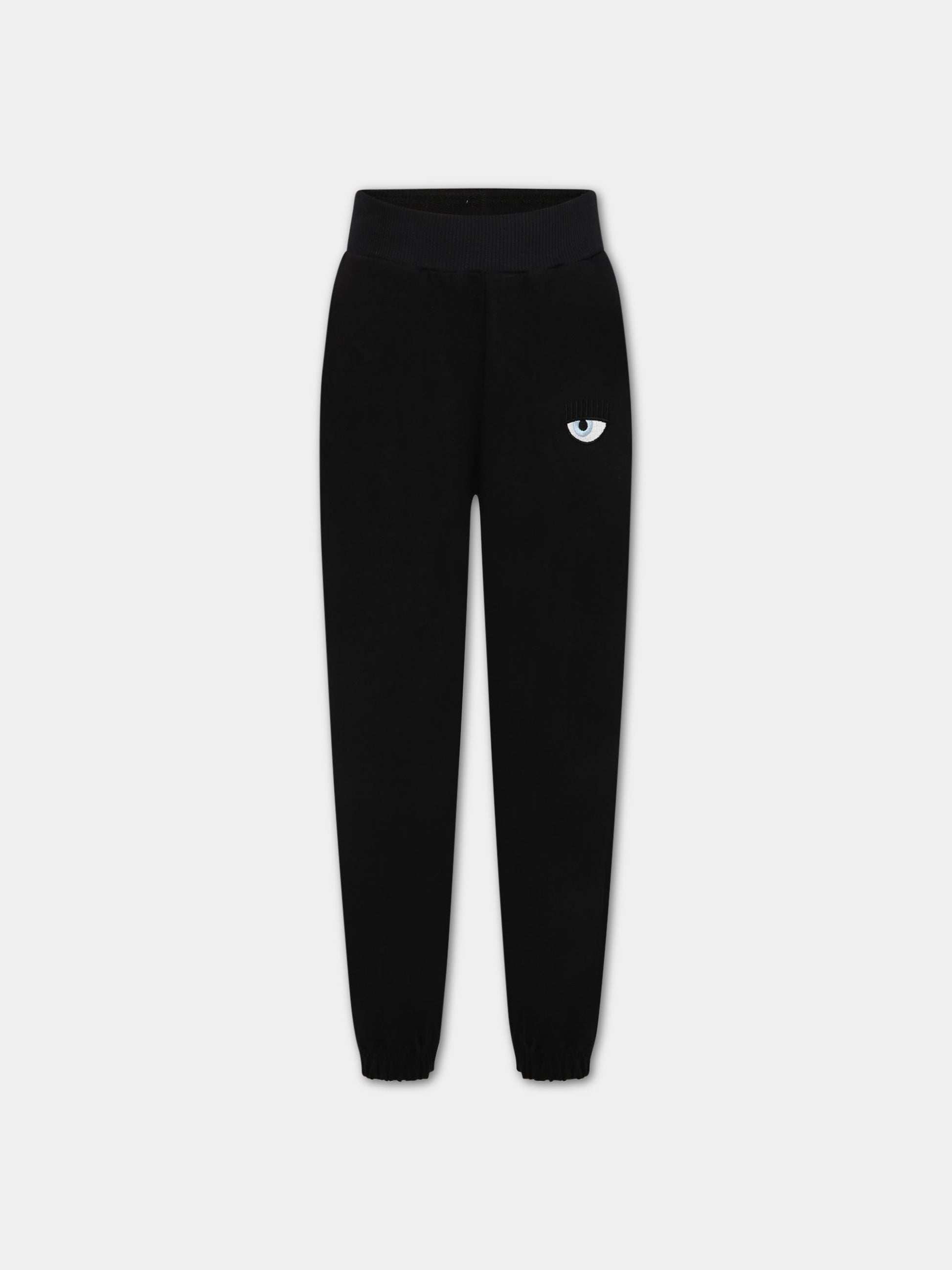 Pantaloni neri per bambina con iconico occhiolino e stella,Chiara Ferragni Collection,51A410 1250 0050