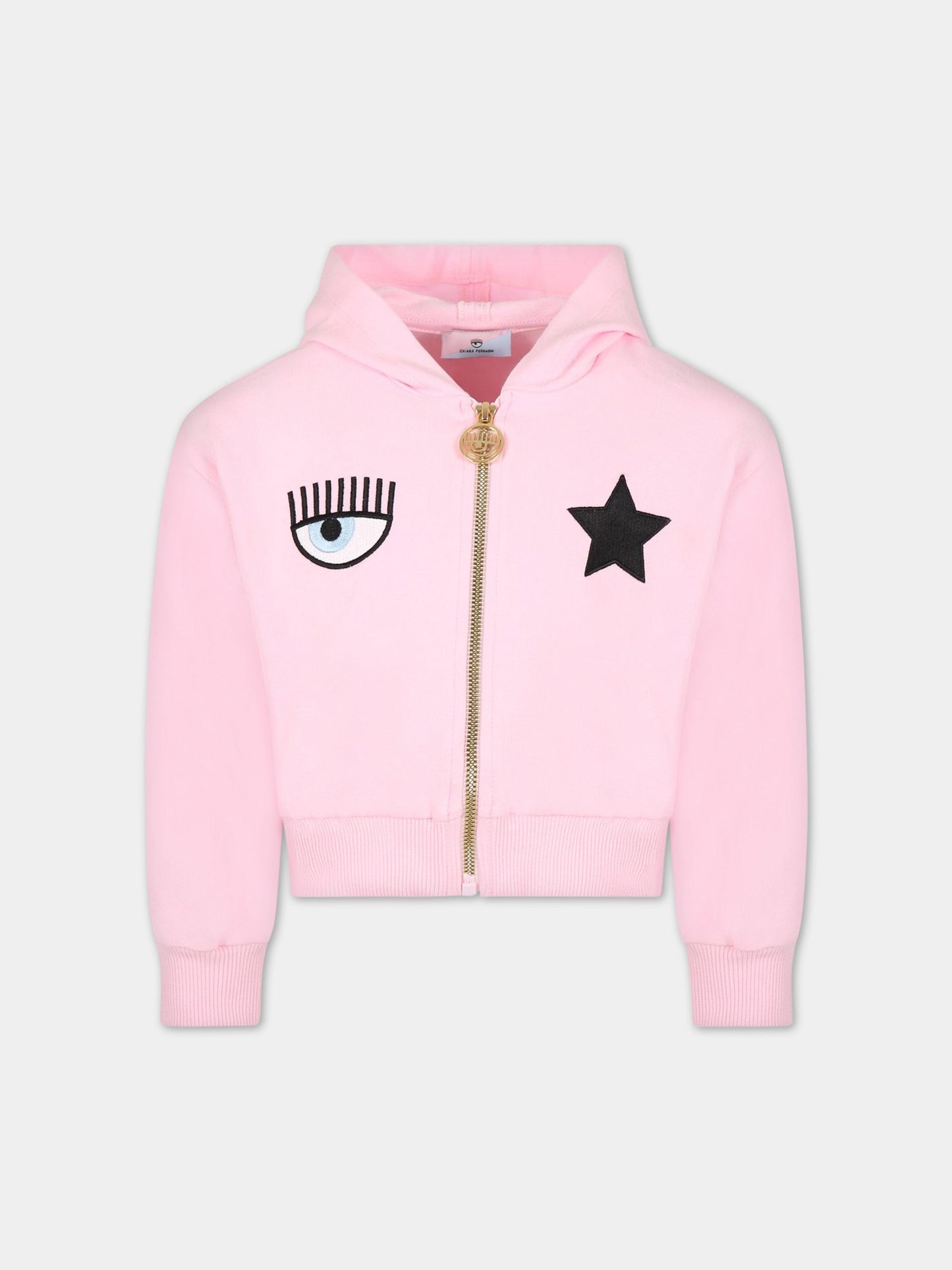 Felpa rosa per bambina con iconico occhiolino e stella,Chiara Ferragni Collection,51A802 1250 0090