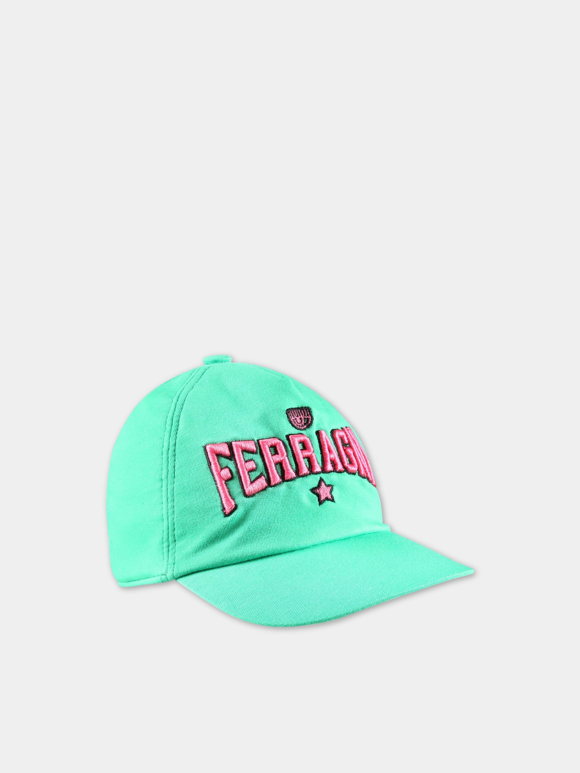 Cappello verde per bambina con logo fucsia,Chiara Ferragni Collection,59A002 1250 026F