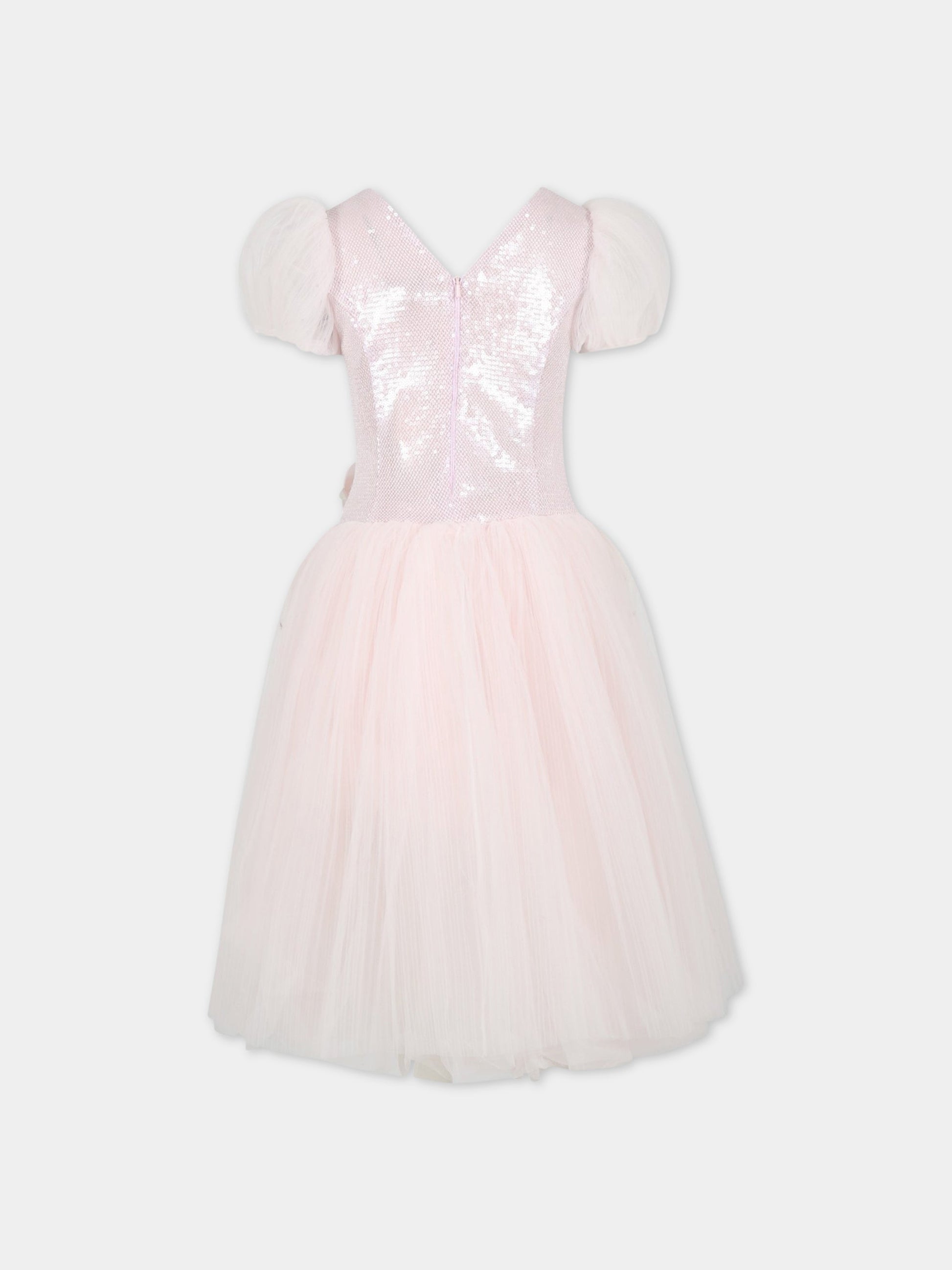 Vesito rosa per bambina con fiore,Monnalisa,71A915 1950 0091