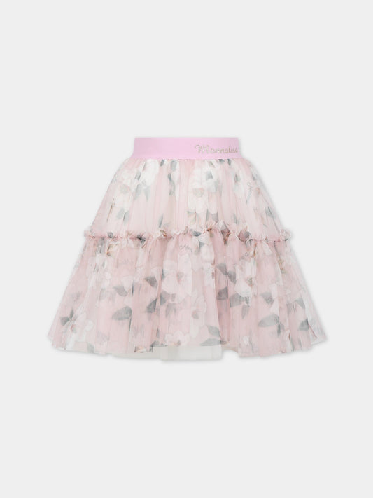 Gonna multicolor per neonata con fiori,Monnalisa,71A701 1651 0066