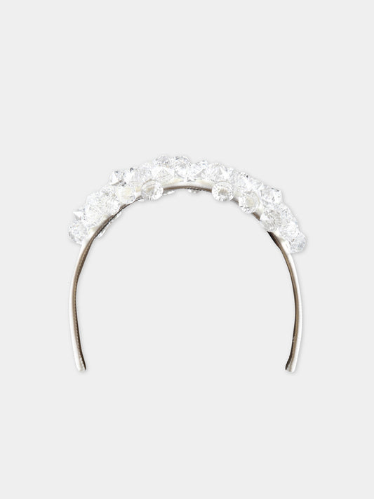 Cerchietto bianco per bambina con diamanti,Monnalisa,79A000 1075 0001