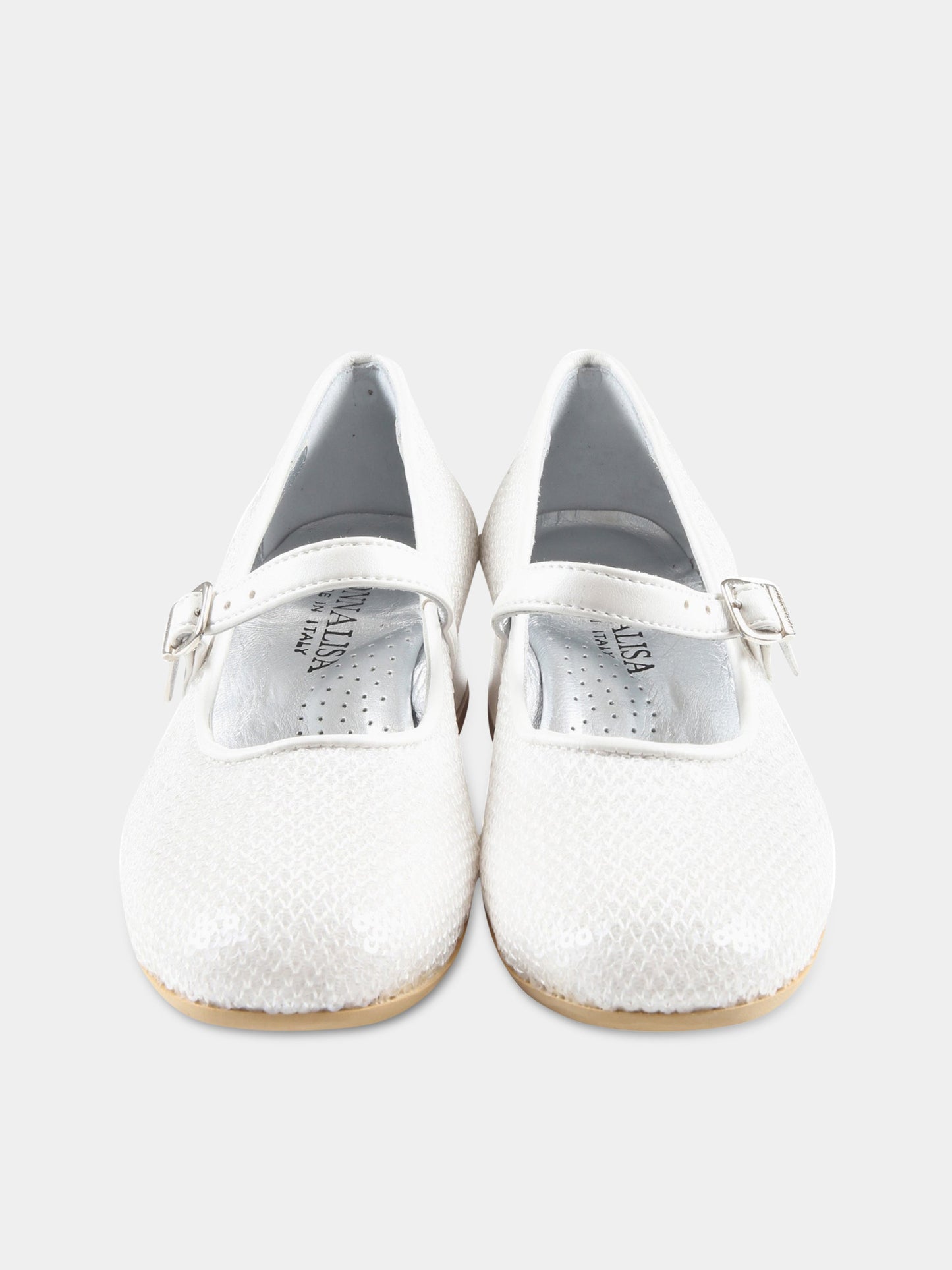 Ballerine bianche per bambina con paillettes,Monnalisa,87A002 1950 0001