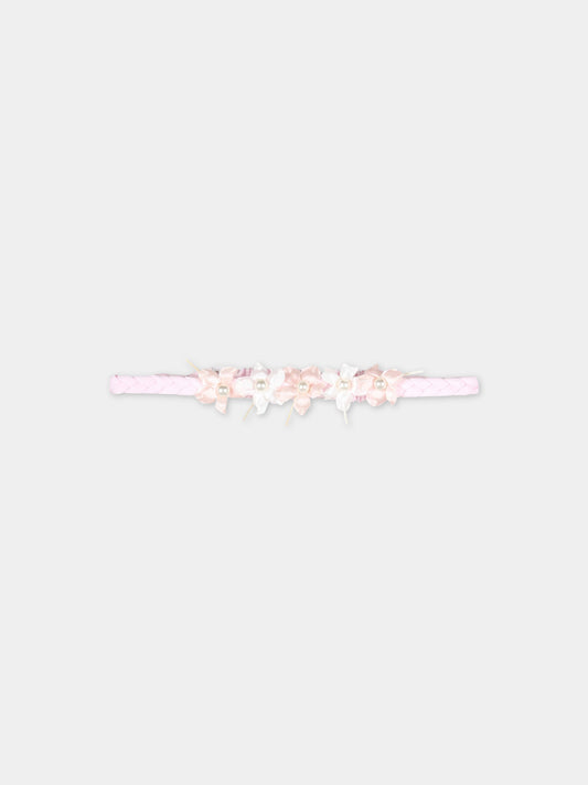 Cerchietto rosa per bambina con fiori rosa e bianchi,Monnalisa,73A005 1201 0091