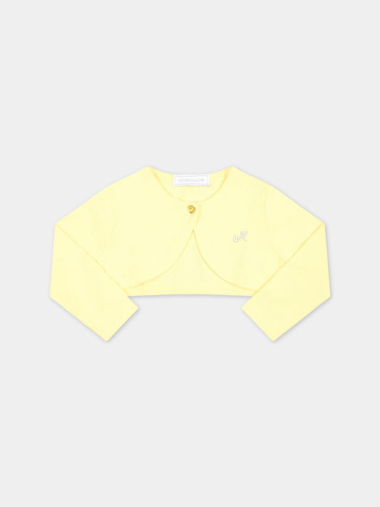 Cardigan giallo per neonata con logo,Monnalisa,37A800 1204 0014