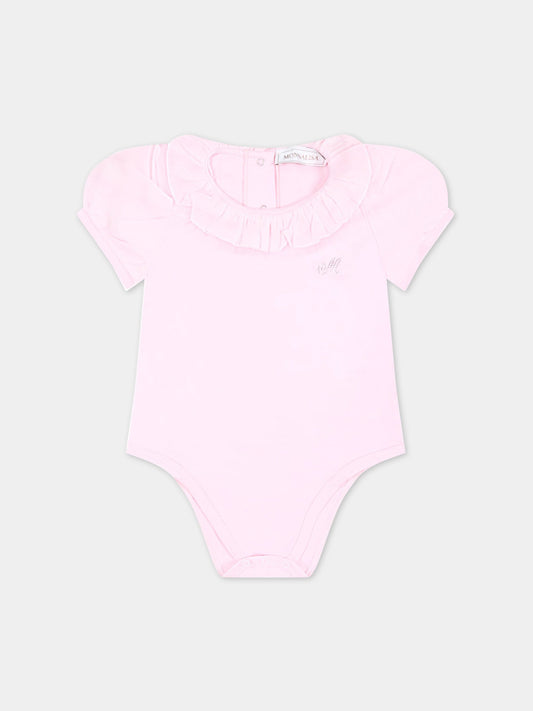 Body rosa per neonata con logo,Monnalisa,37A300 1206 0090