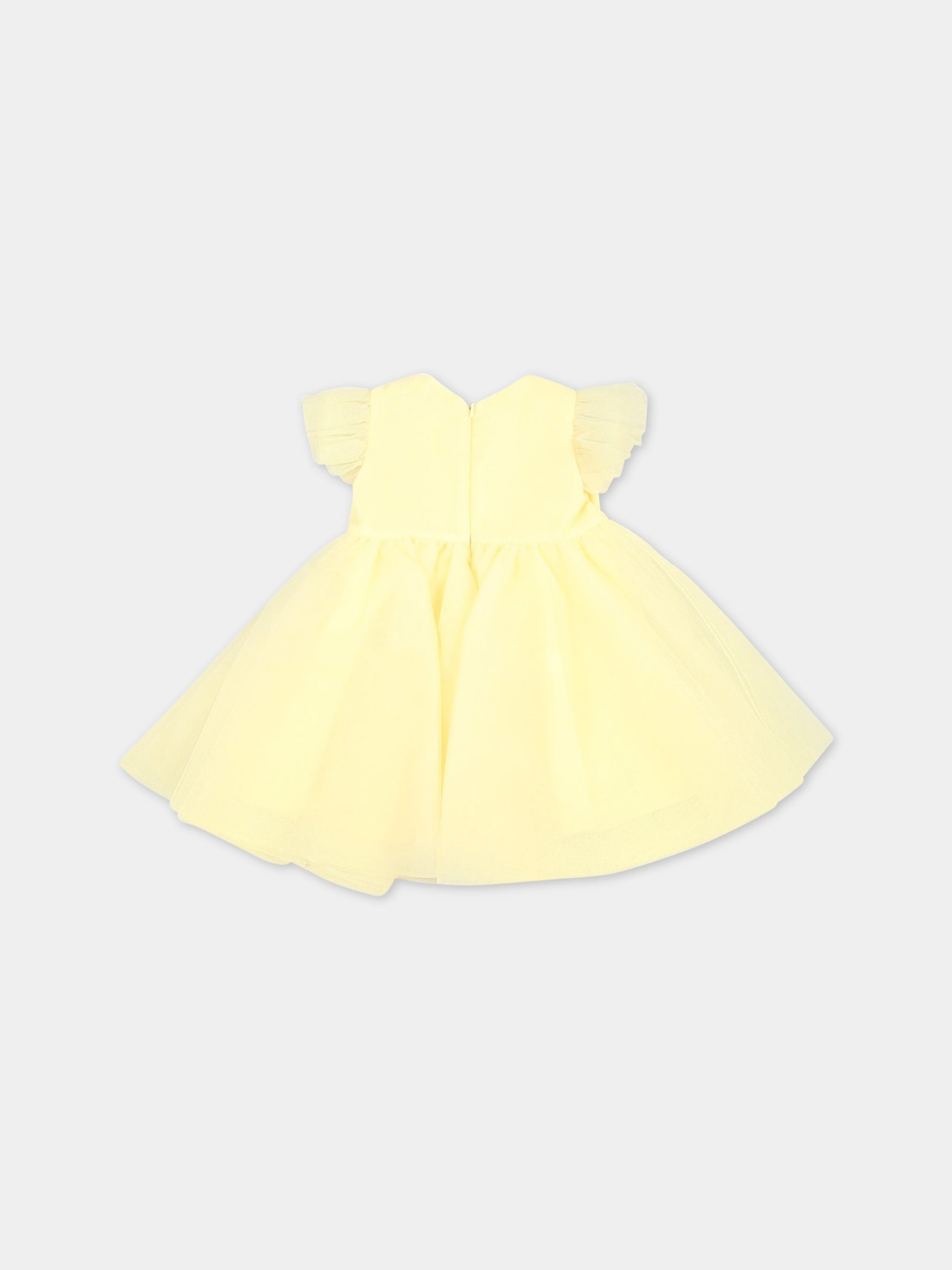 Vestito giallo per neonata con patch logato,Monnalisa,31A901 T9945 0014
